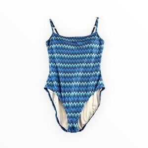 24th & Ocean Blue Chevron Zigzag One Piece Swimsuit Size 12 11SY410